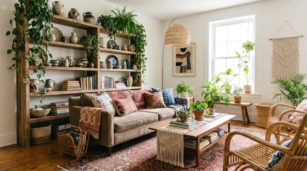 Boho living room style example